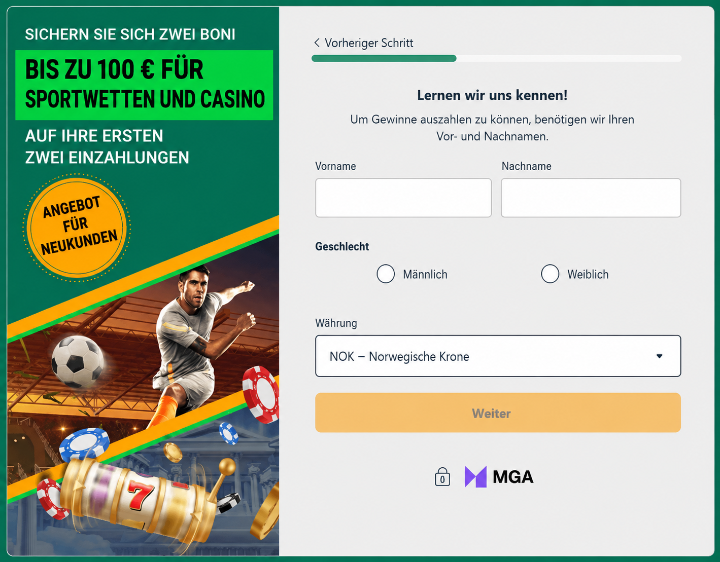 Spielauswahl nach dem Login bei Boabet
